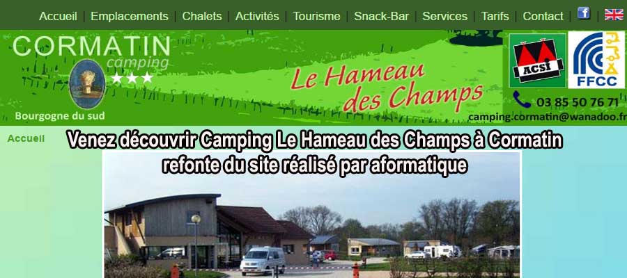 Venez découvrir Camping Le Hameau des Champs à Cormatin refonte du site réalisé par aformatique